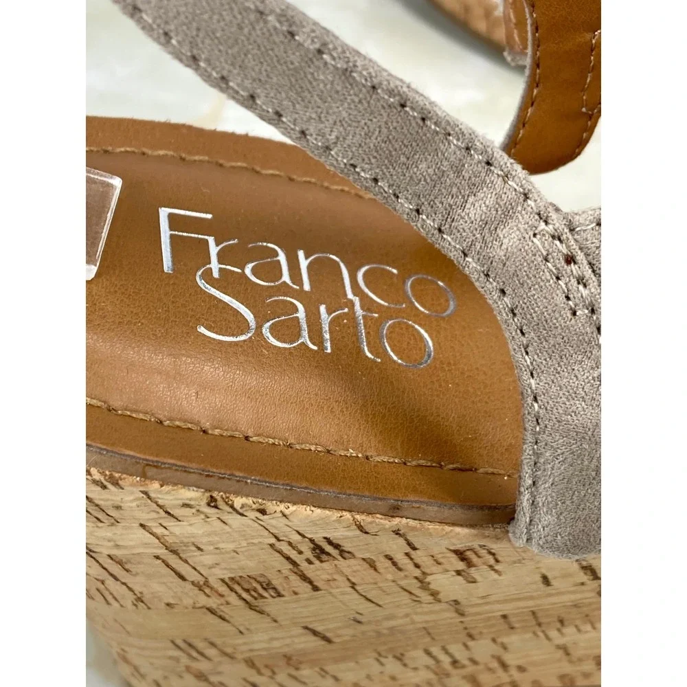 Franco Sarto Clinton2 Platform Wedge Heel Sandals Womens 10 Taupe Boho Strappy